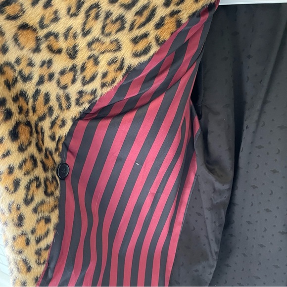 Faux fur leopard coat - sz small - Picture 6 of 7